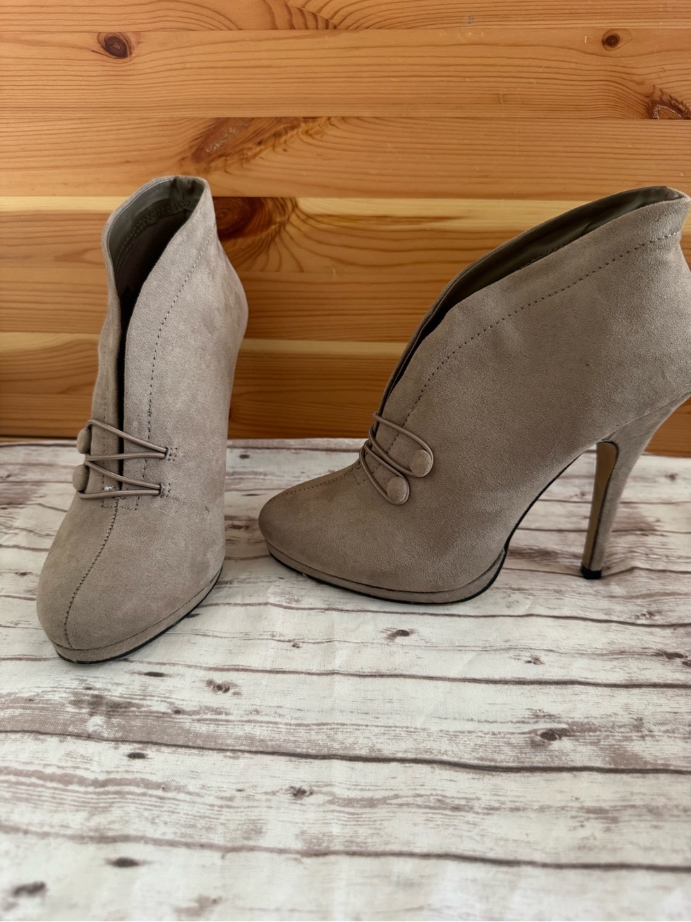 Apt. 9 Taupe Suede Stiletto Booties